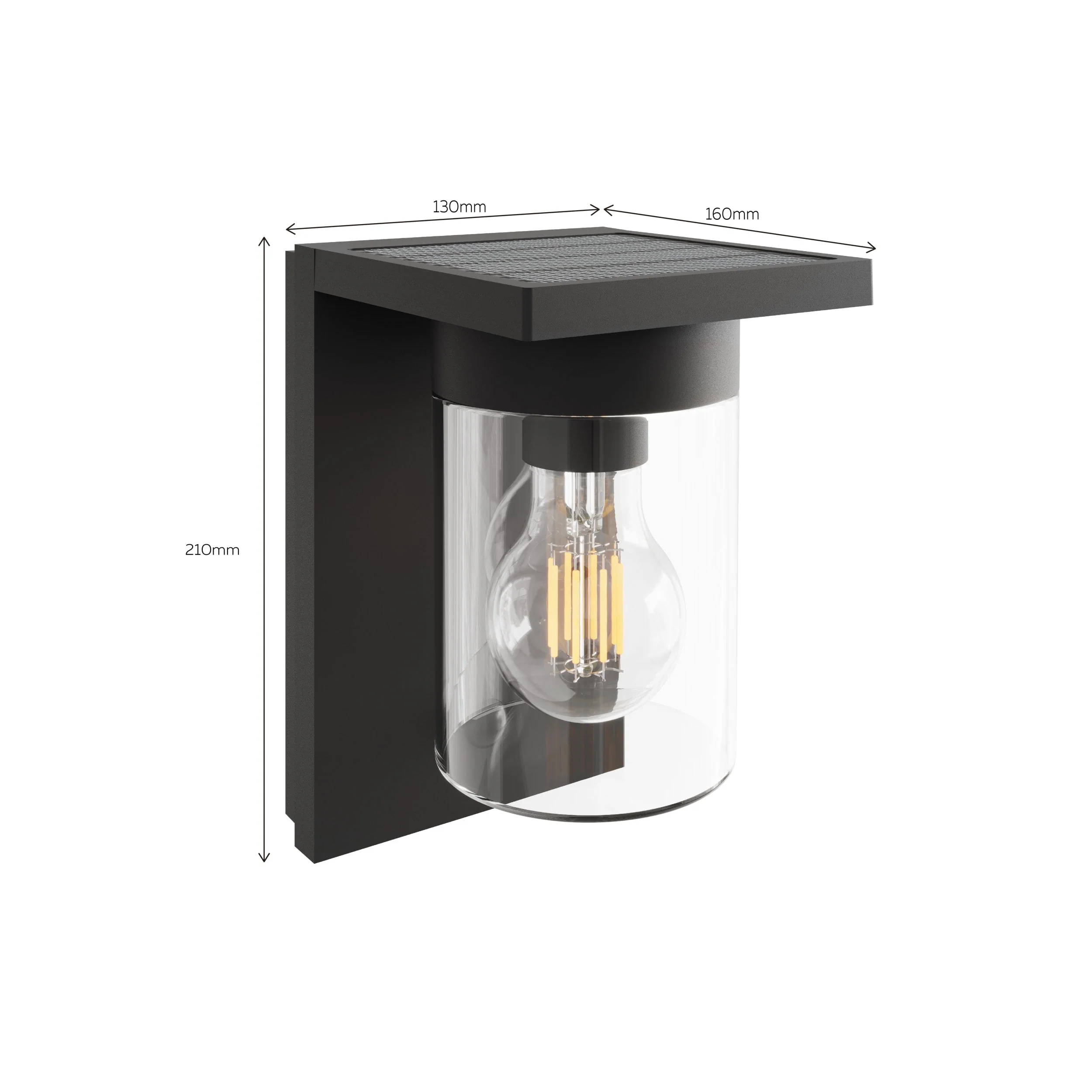 Calex Asti Solar Wall Light - Black - Image 7