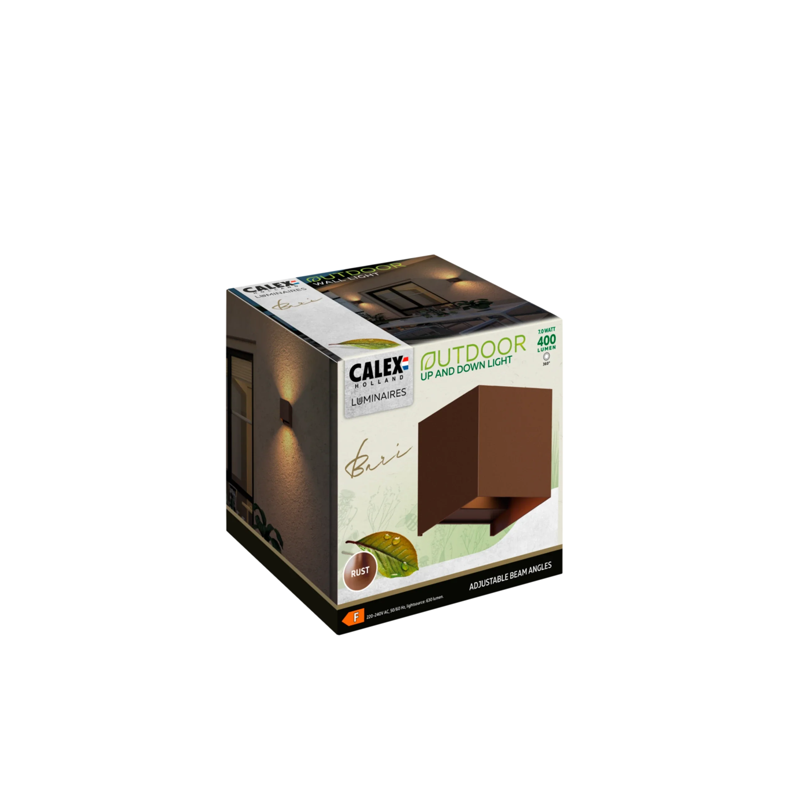 Calex Bari LED Wall Light - Up & Down - Rust - Image 3