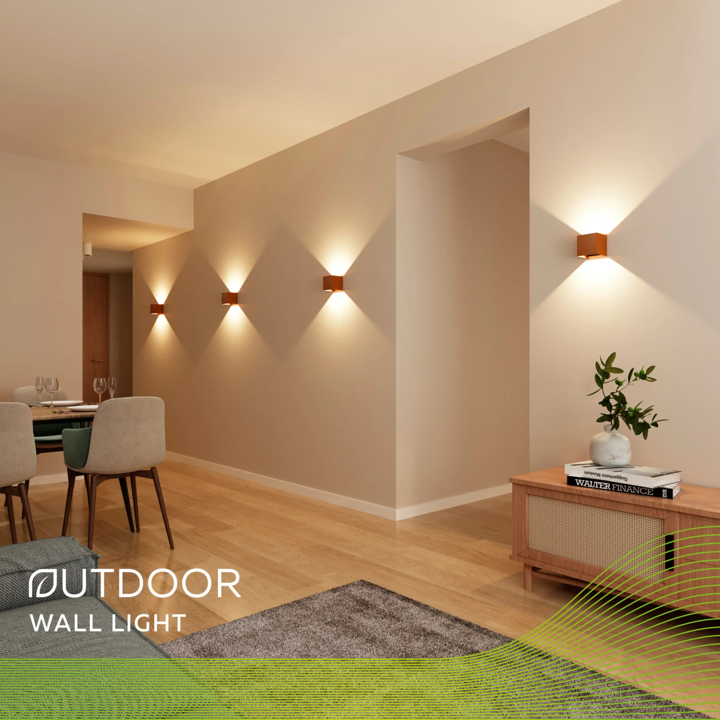 Calex Bari LED Wall Light - Up & Down - Rust - Image 8