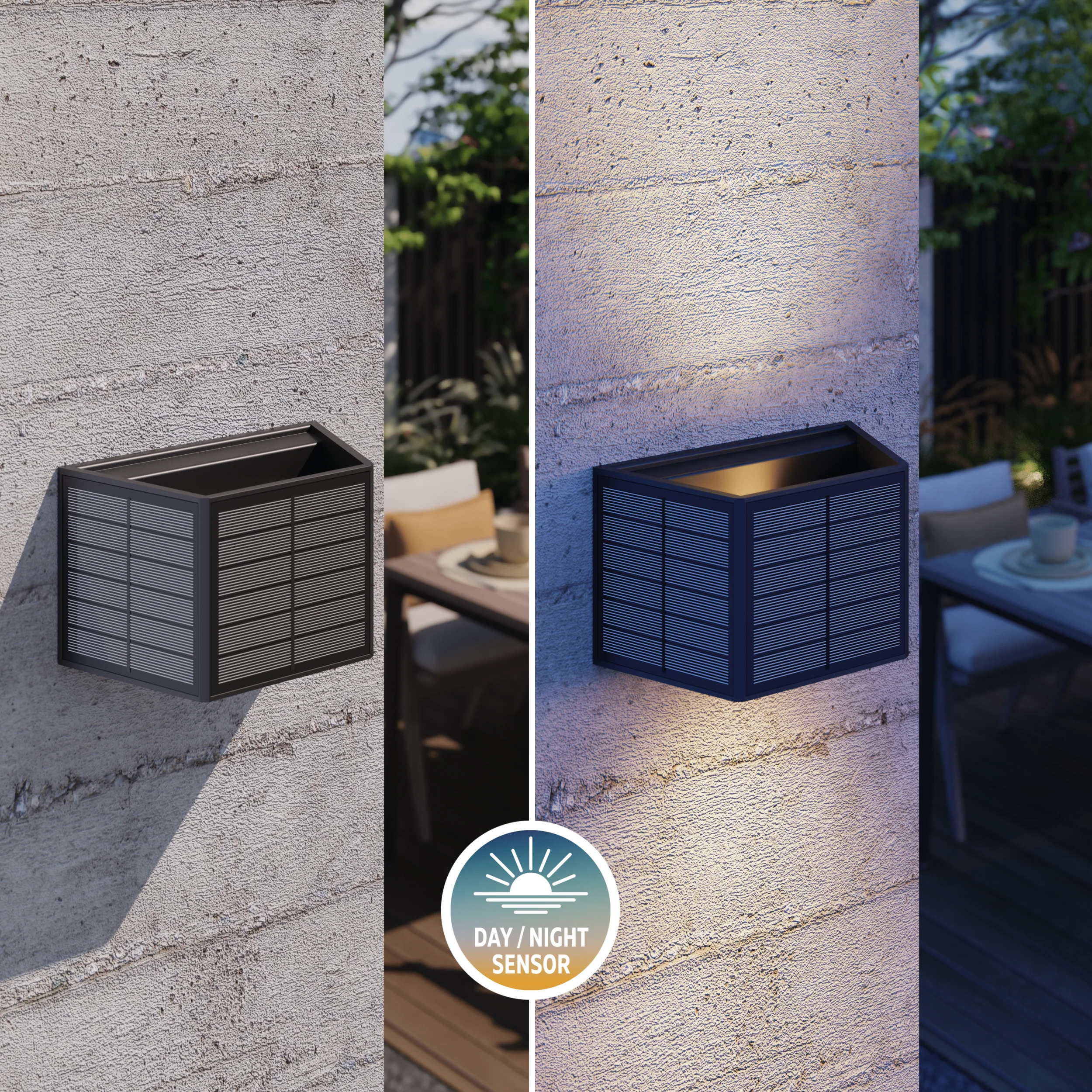 Calex Caserta Solar Wall Light - Up & Down - Black - Image 4
