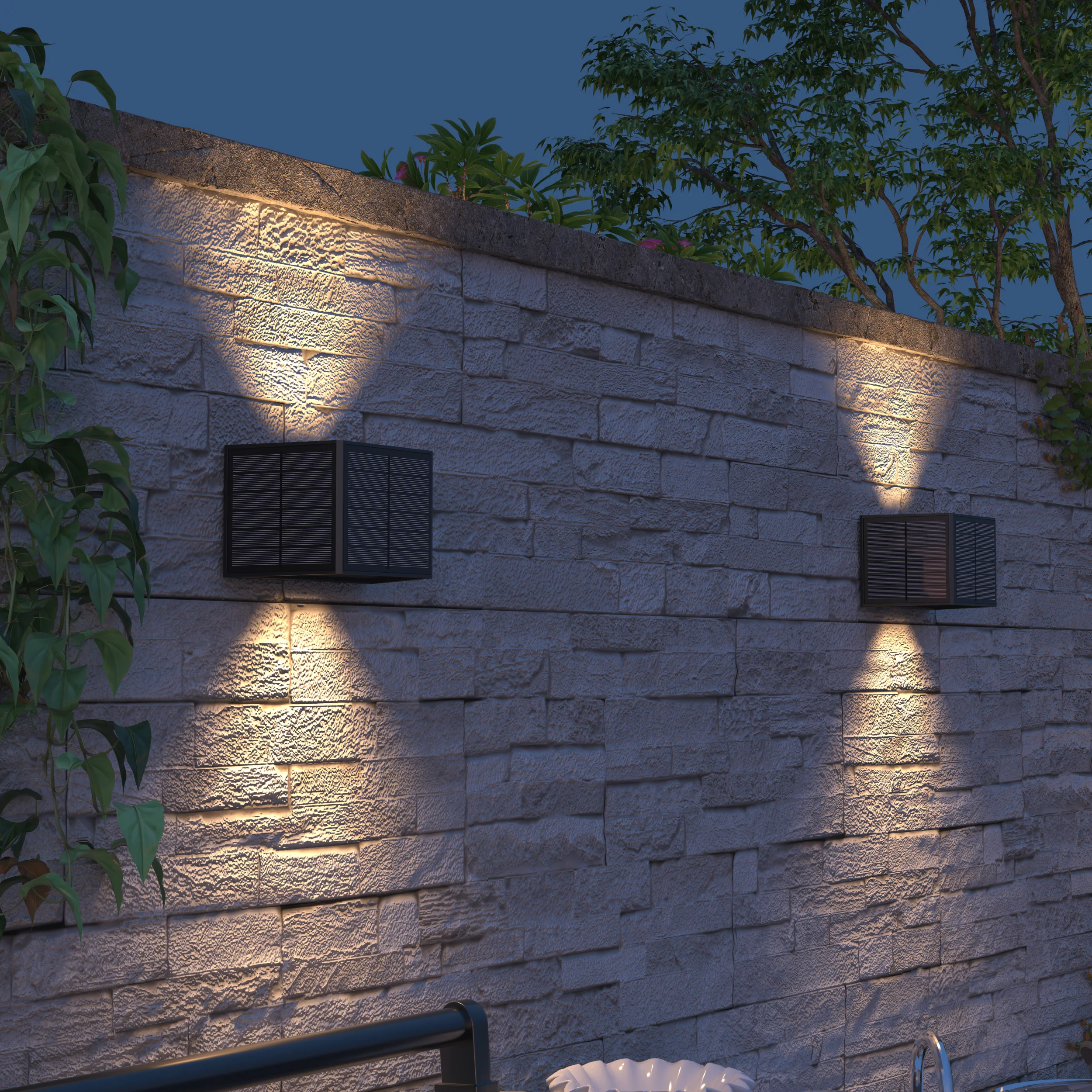 Calex Caserta Solar Wall Light - Up & Down - Black - Image 6
