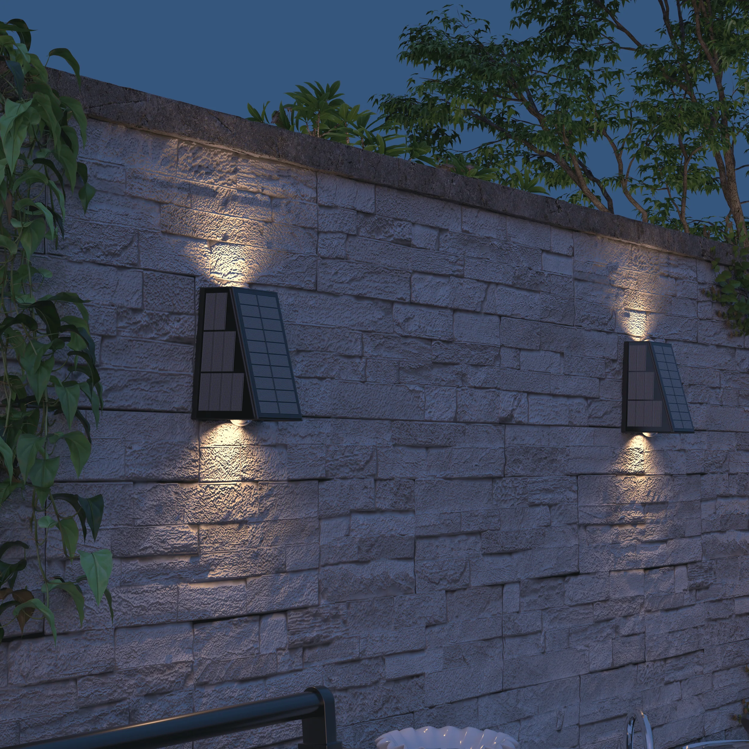 Calex Matera Solar Wall Light - Up & Down - Black - Image 6