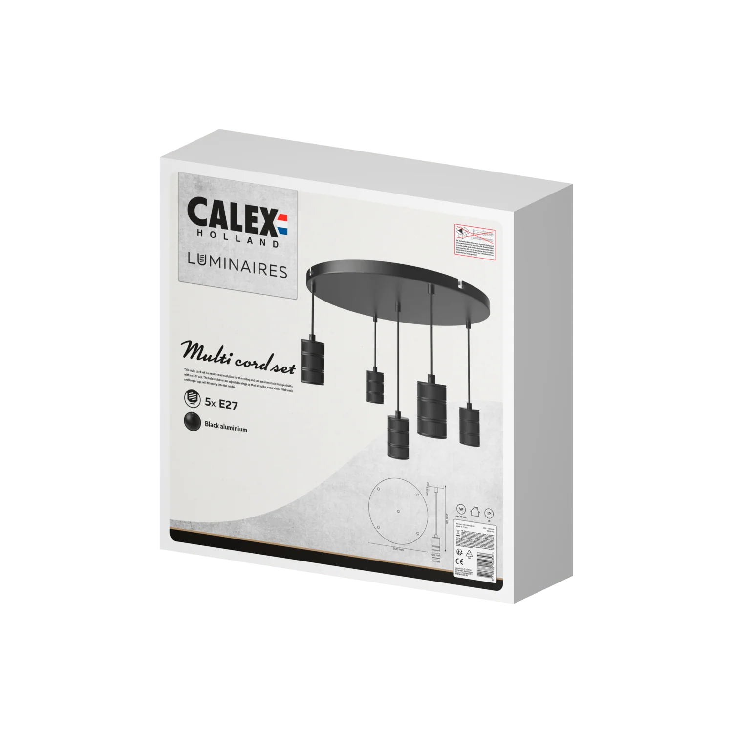 Calex Pendant Light - 5x E27 - 50cm - Black - Image 4