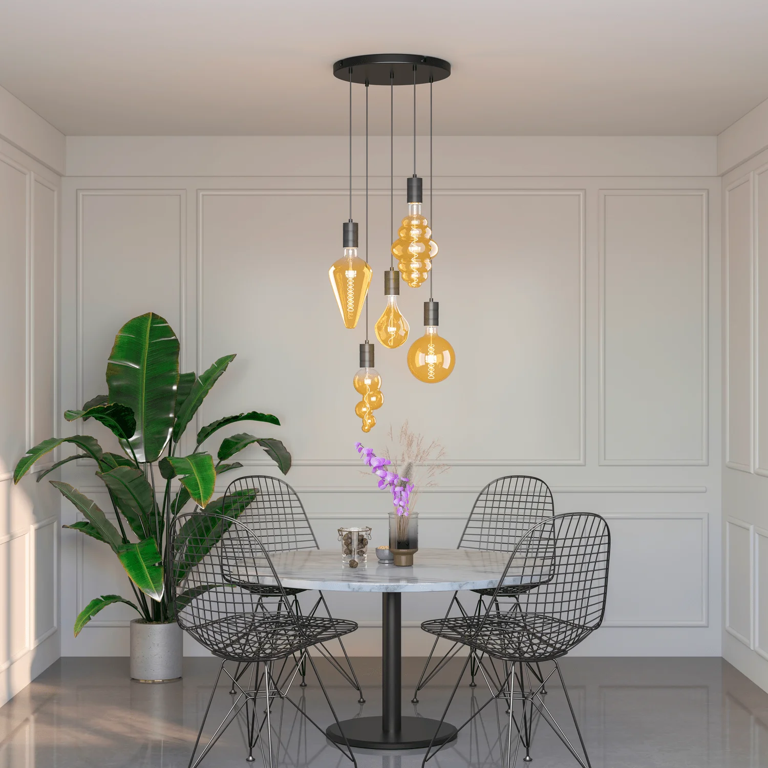 Calex Pendant Light - 5x E27 - 50cm - Black - Image 5