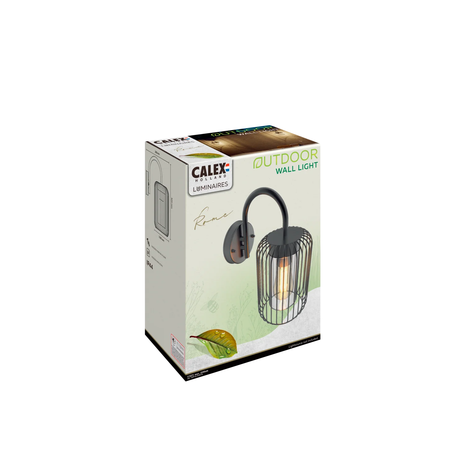 Calex Rome Wall Light - E27 - Black - Image 3