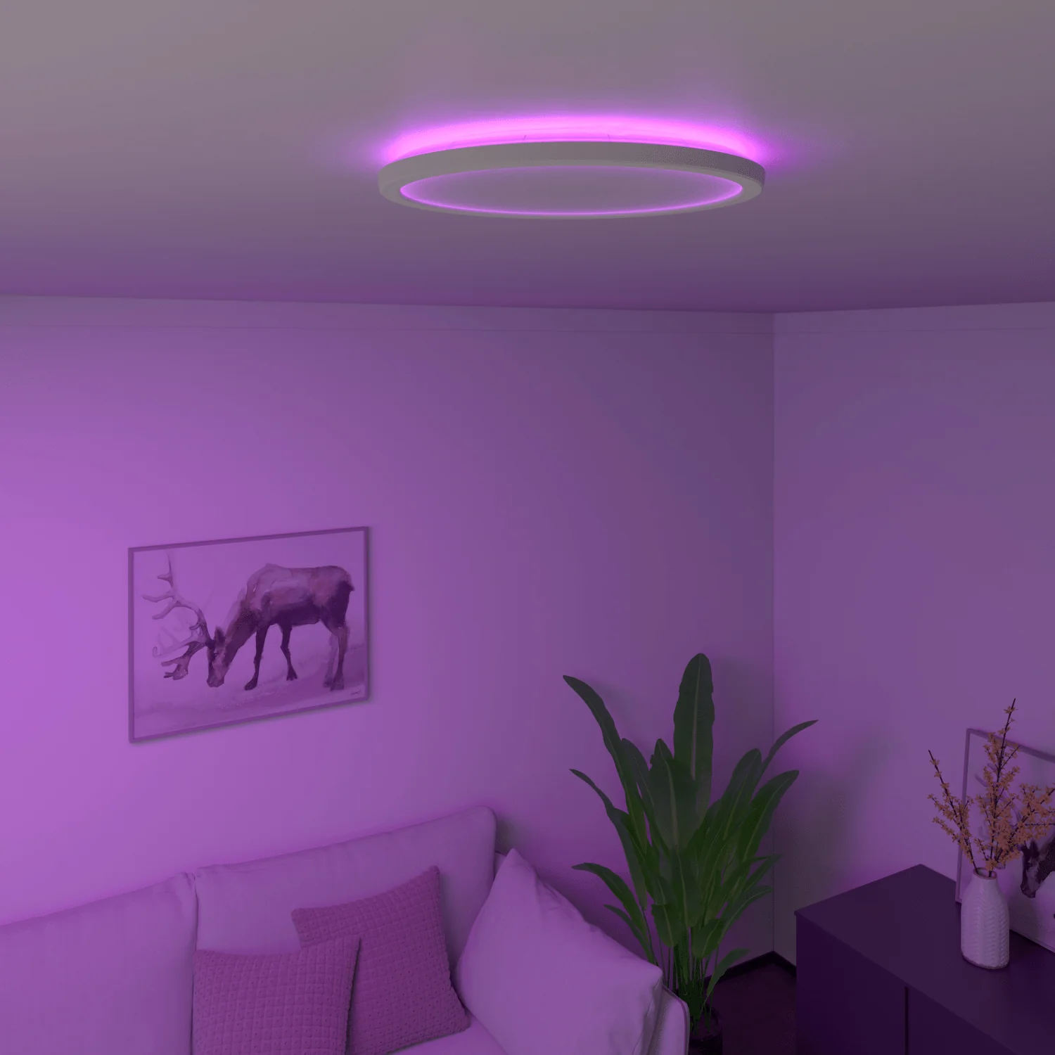 Calex Smart Halo Ceiling Light - 30cm - RGB + CCT - White - Image 4