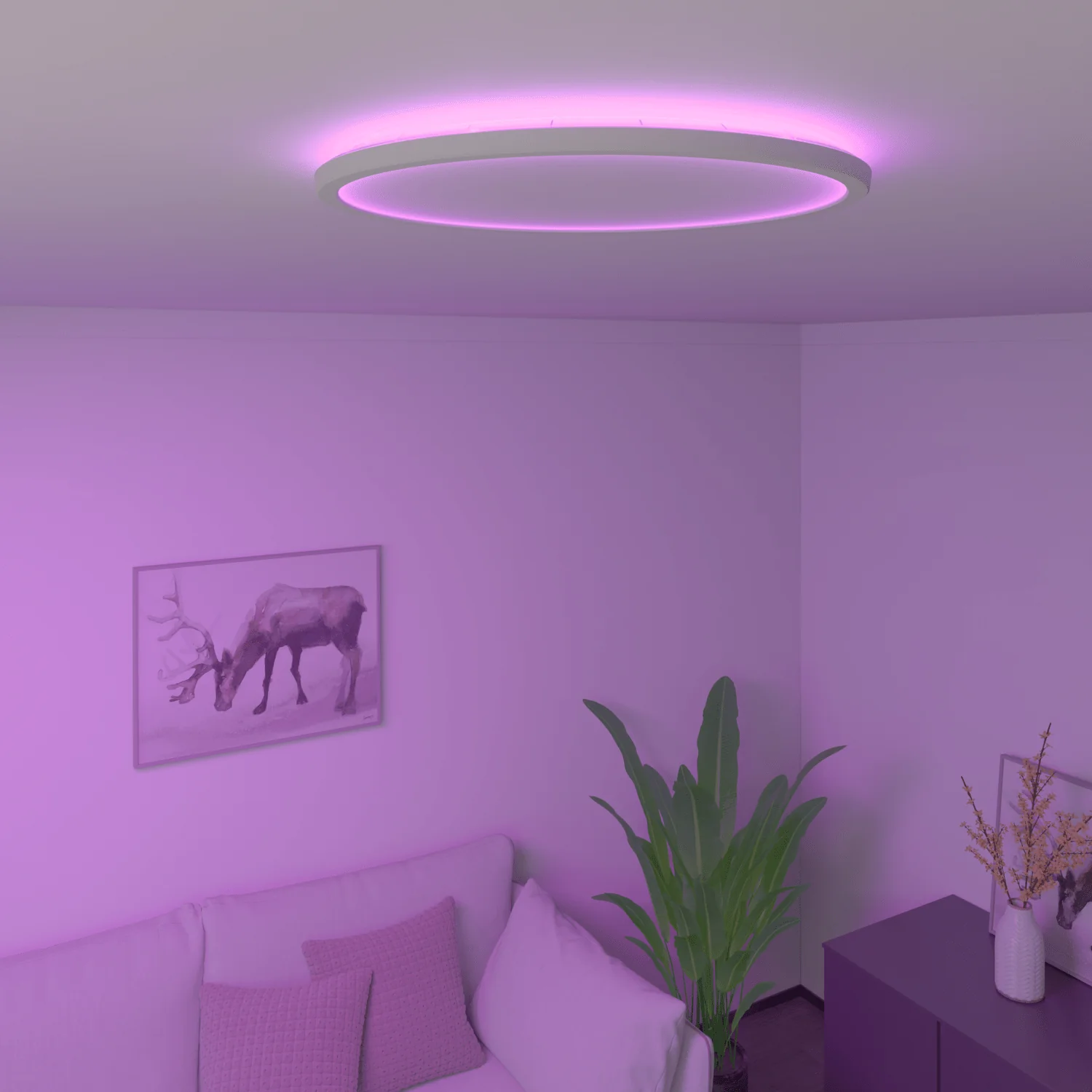 Calex Smart Halo Ceiling Light - 40cm - RGB + CCT - White - Image 4