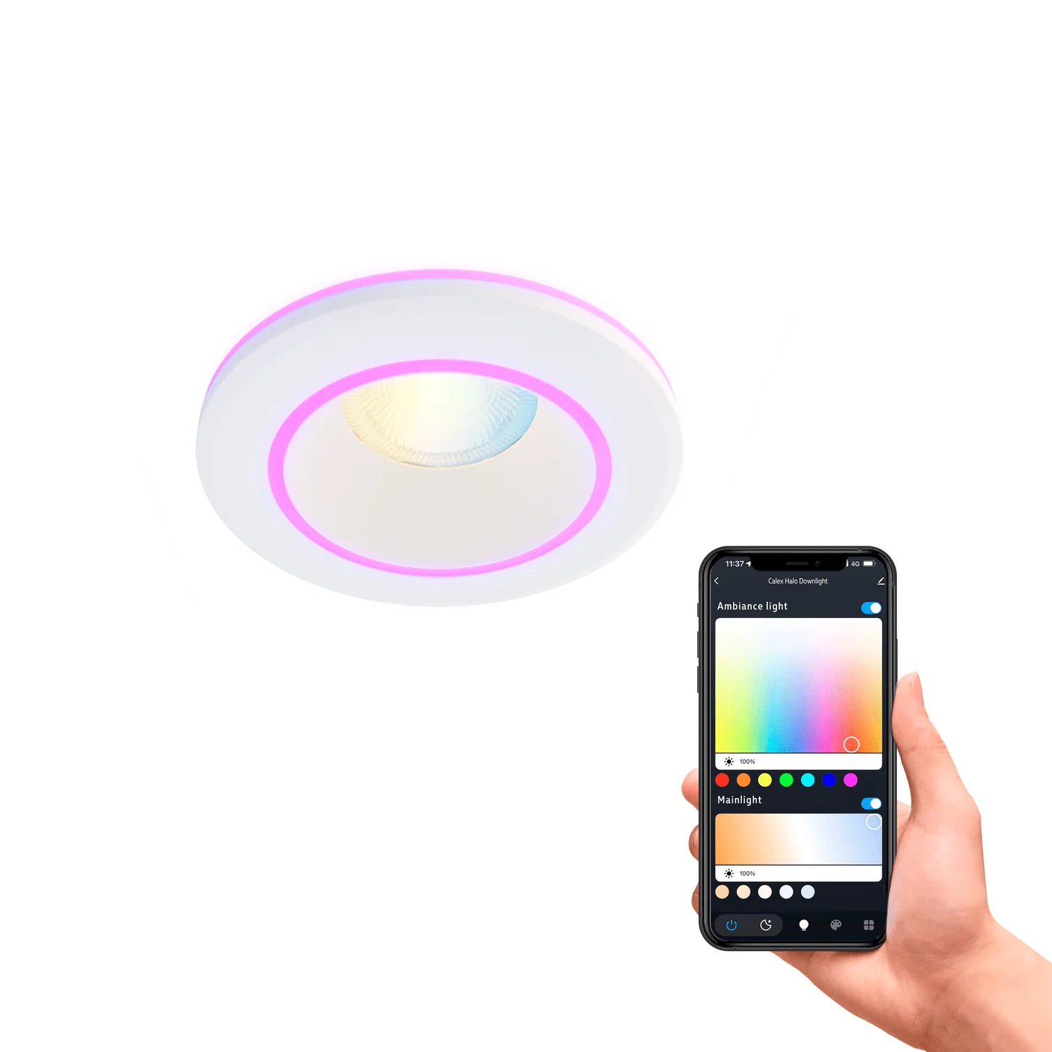 Calex Smart Halo Downlight - RGB + CCT - White - Image 3