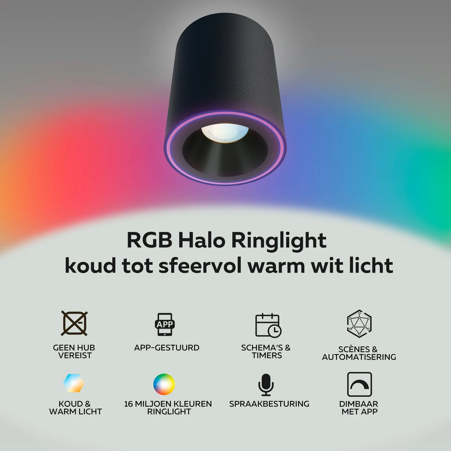 Calex Smart Halo Spotlight - RGB + CCT - Black - Image 3