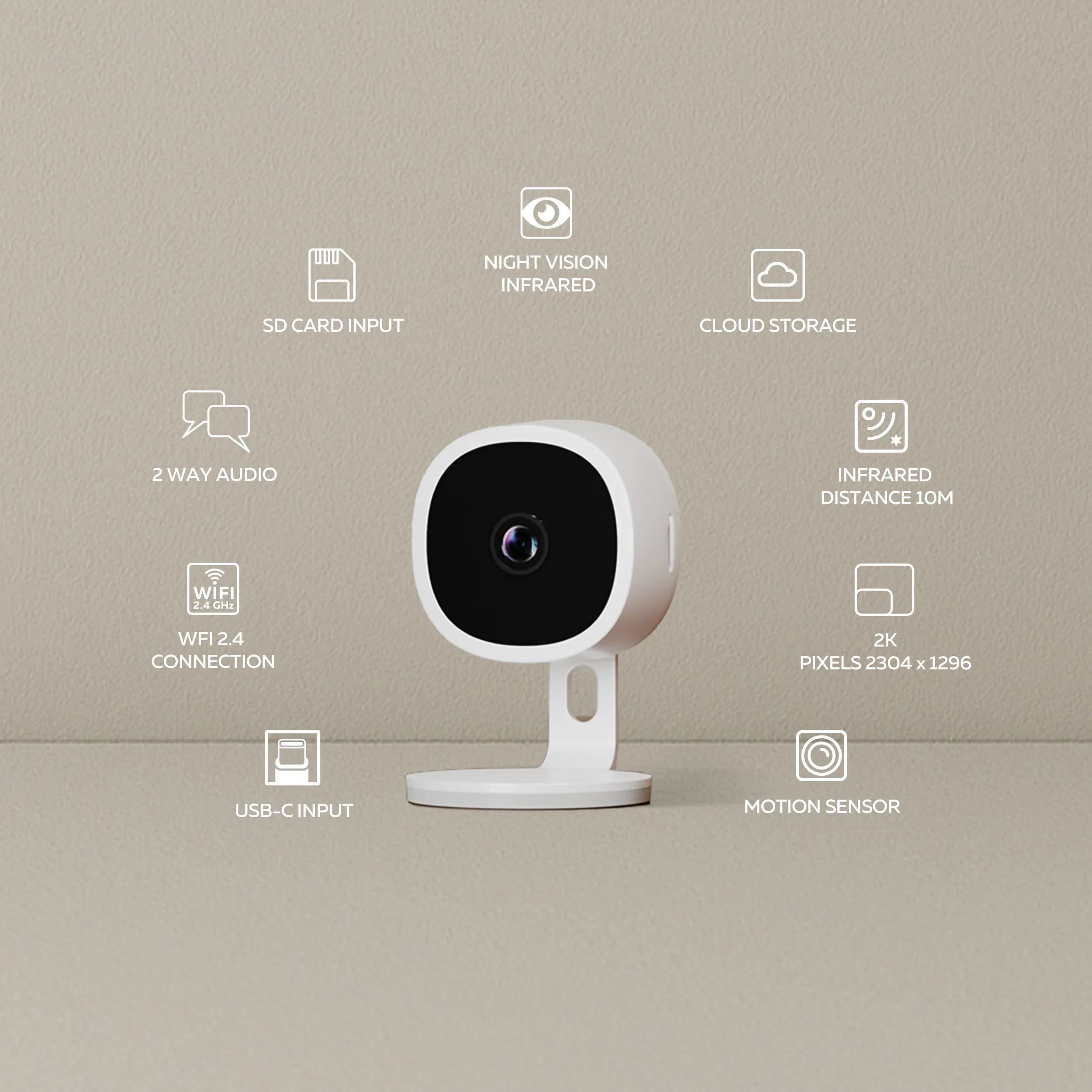 Calex Smart Indoor Camera - 2K - White - Image 4