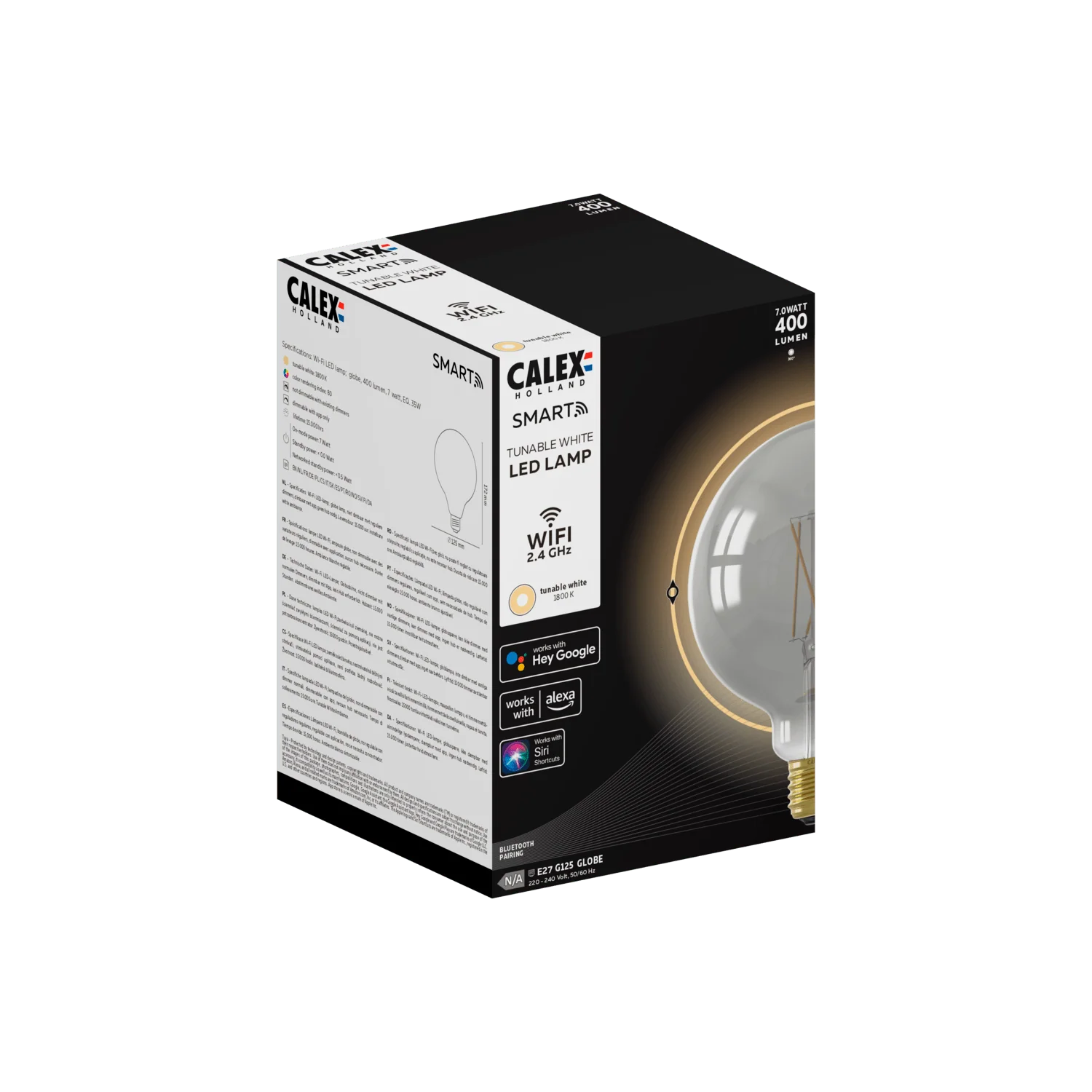 Calex Smart LED Bulb - E27 - Filament - G125 - CCT - Titanium - Image 3