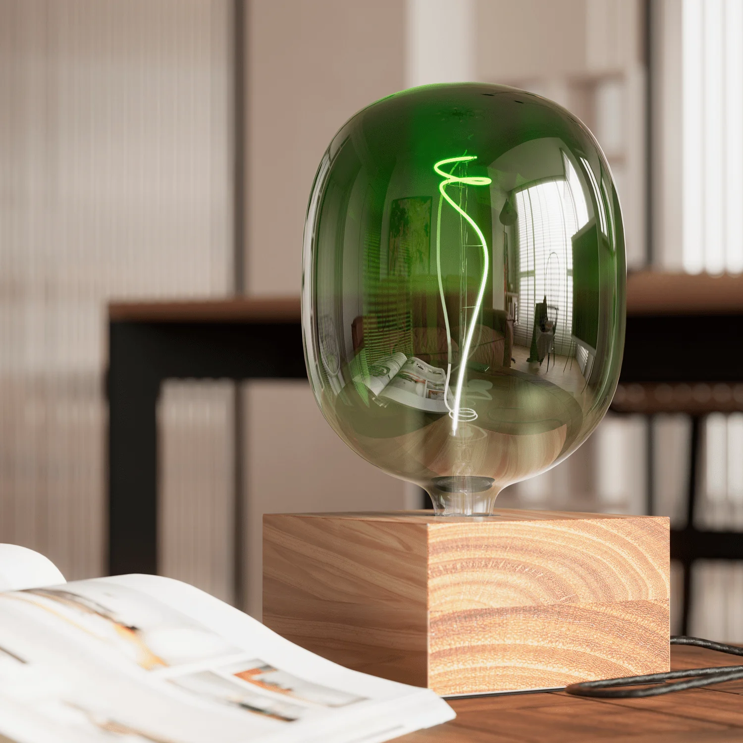 Calex Table Lamp Square - E27 - FSC® Wood - Image 4