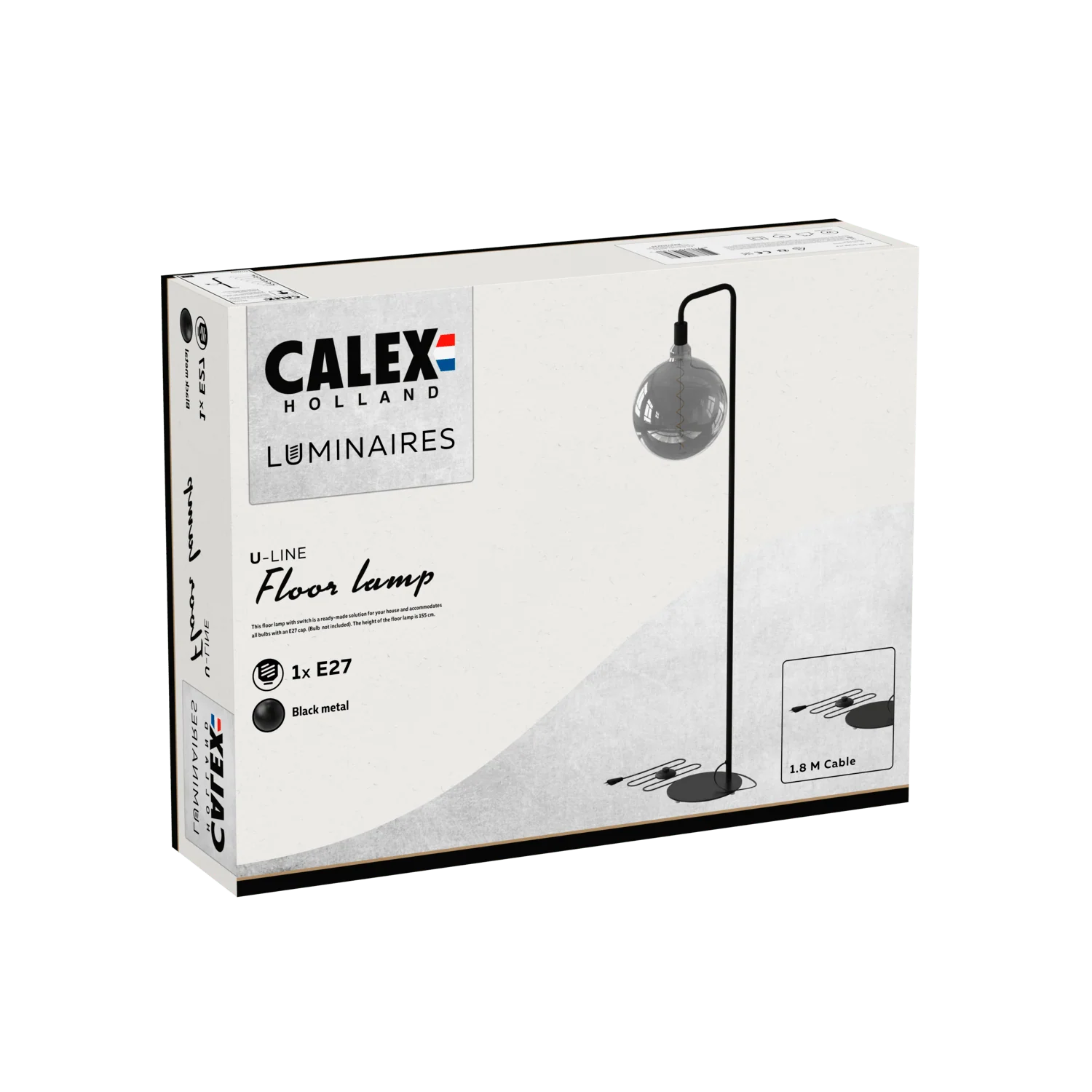 Calex U-Line Floor Lamp - E27 - Black - Image 4