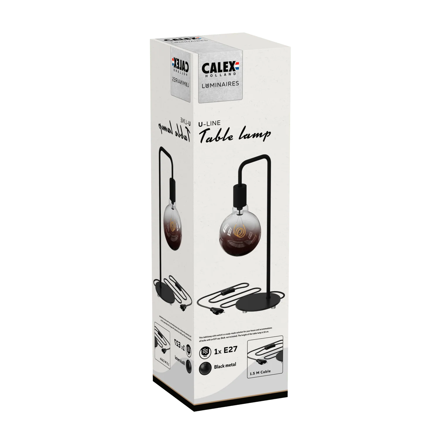 Calex U-Line Table Lamp - E27 - Black - Image 3