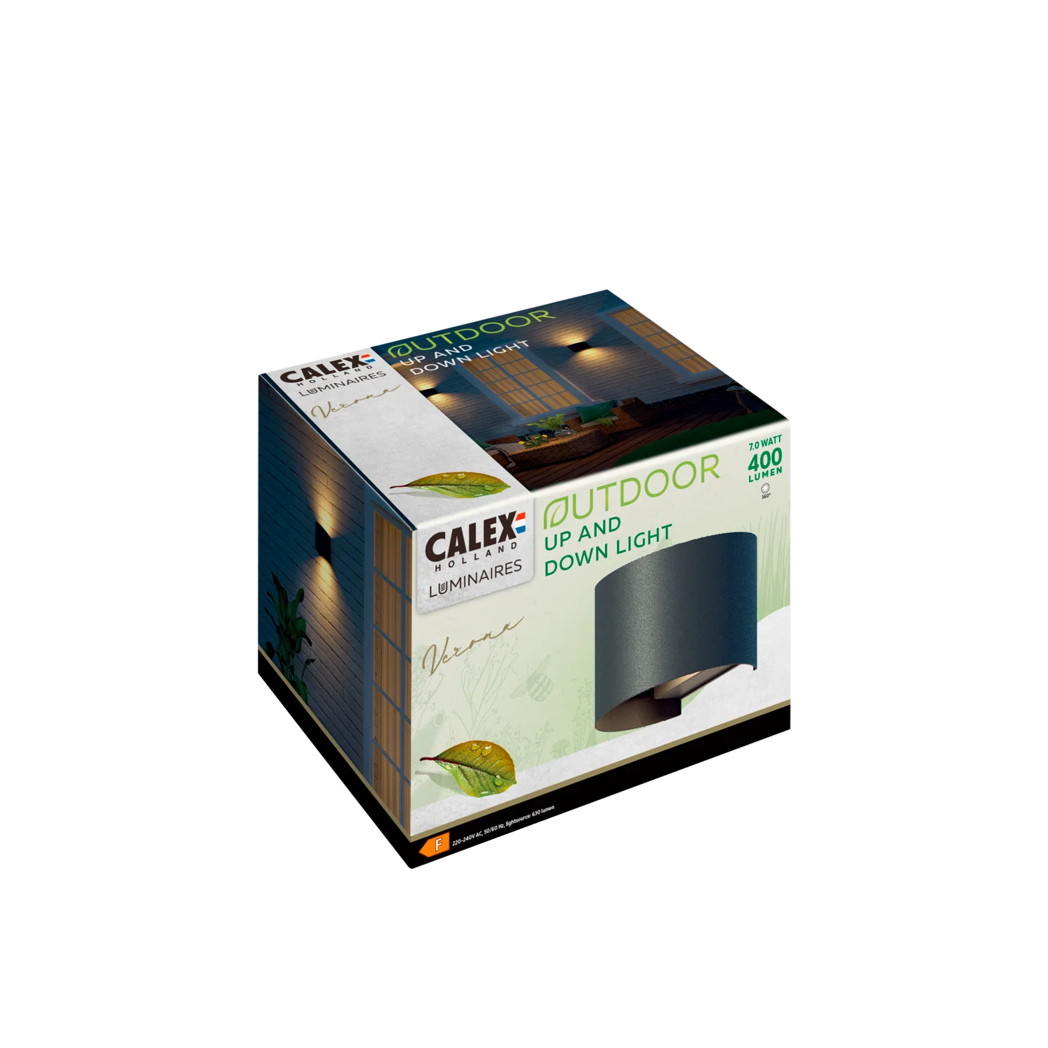 Calex Verona LED Wall Light Oval - Up & Down - Black - Image 3