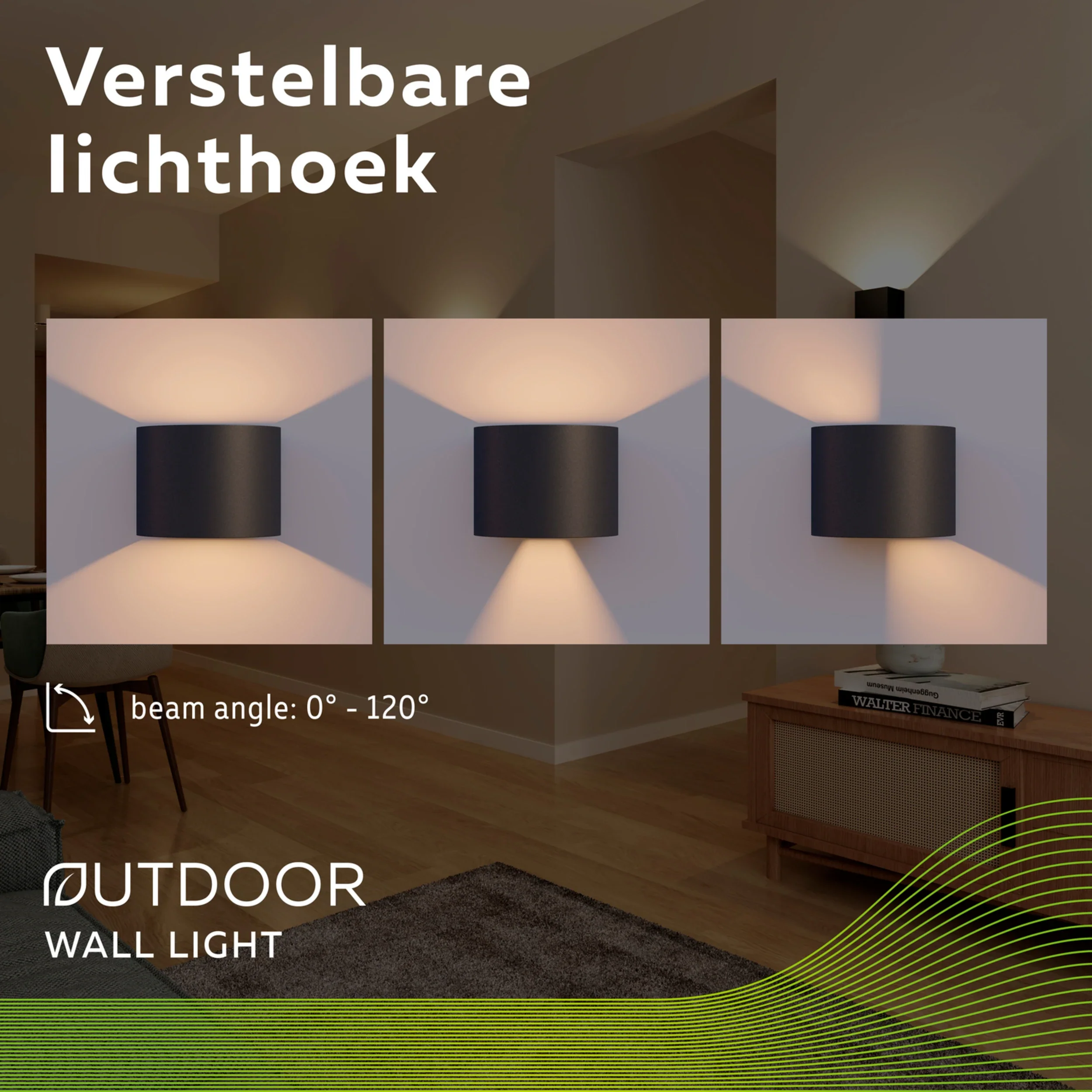Calex Verona LED Wall Light Oval - Up & Down - Black - Image 5